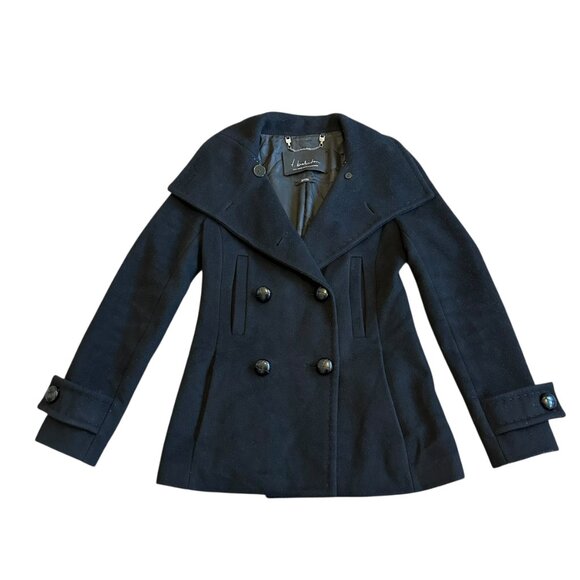 Aritzia T. Babaton Double Breasted Pea Coat Jacket Cashmere Wool Size XXS Womens - Picture 3 of 13